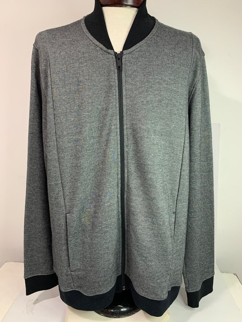 Size XXL Alfani Mens Full Zip Knit Jacket Gray Black