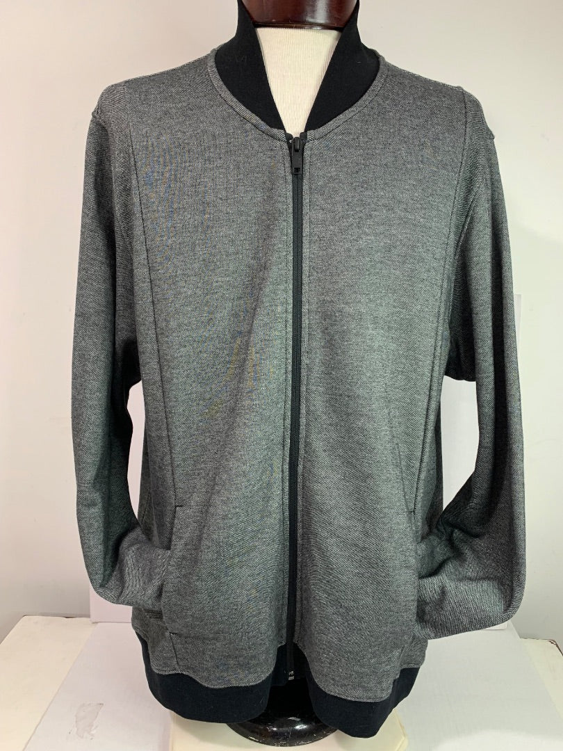 Size XXL Alfani Mens Full Zip Knit Jacket Gray Black