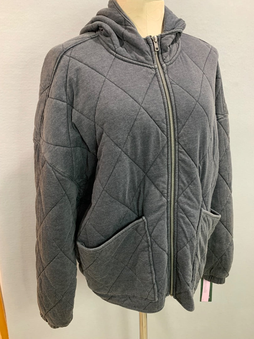 Large Wild Fable Womens New Gray Full Zip Hooded Jacket Quilted