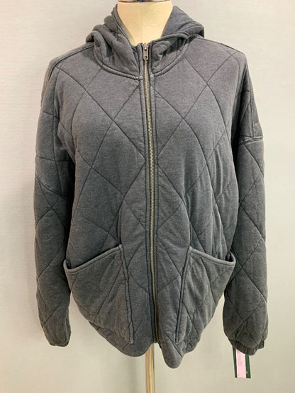 Large Wild Fable Womens New Gray Full Zip Hooded Jacket Quilted