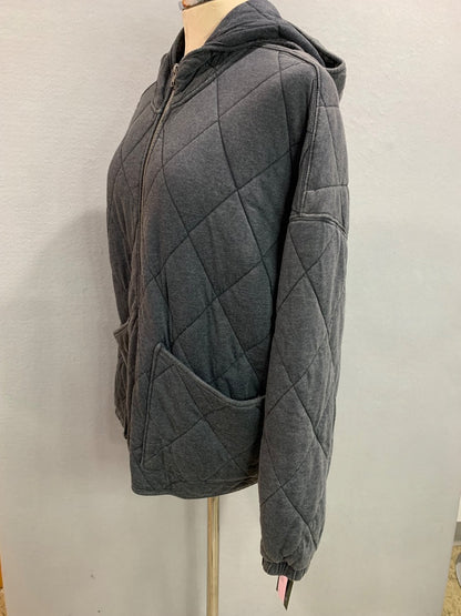 Large Wild Fable Womens New Gray Full Zip Hooded Jacket Quilted