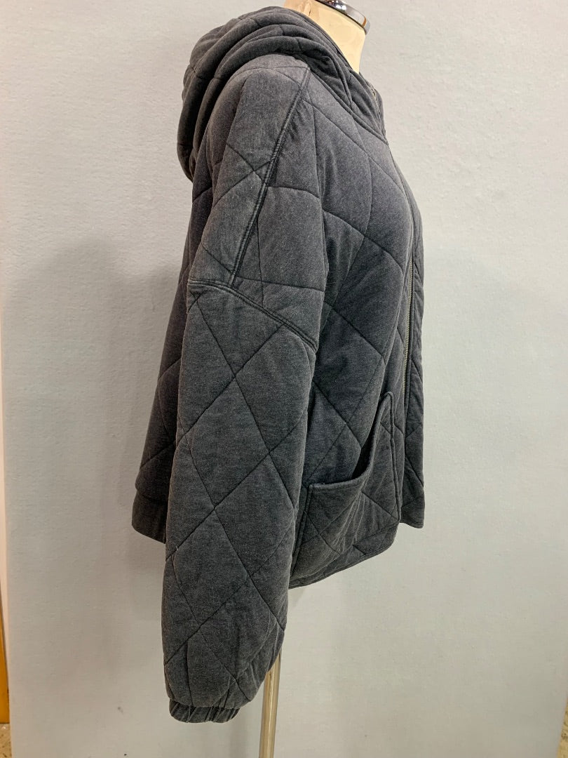 Large Wild Fable Womens New Gray Full Zip Hooded Jacket Quilted