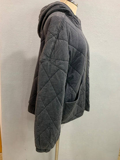 Large Wild Fable Womens New Gray Full Zip Hooded Jacket Quilted