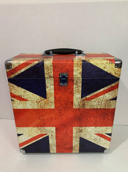 Victrola Collector Record Storage Case Holds 30+ Vinyl Records UK Flag