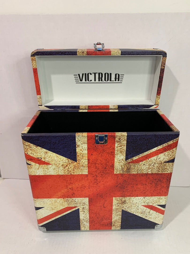 Victrola Collector Record Storage Case Holds 30+ Vinyl Records UK Flag