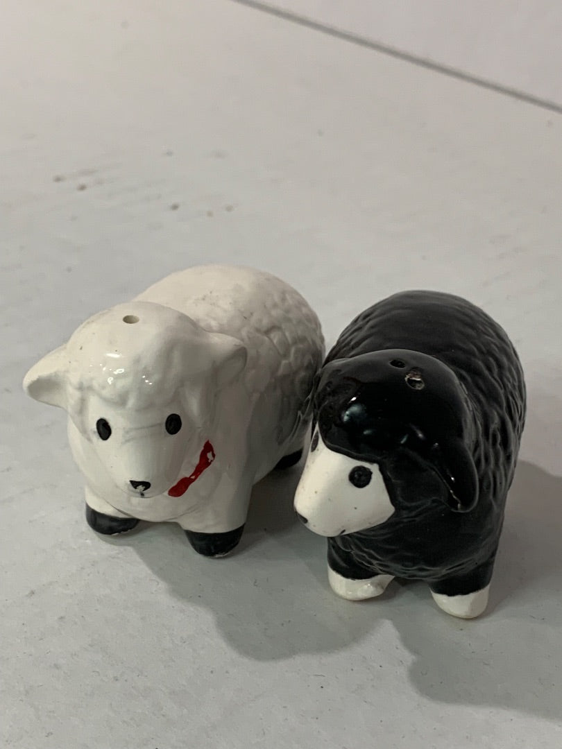 Vintage Sheep Ceramic Salt and Pepper Shakers Adorable 2.75"