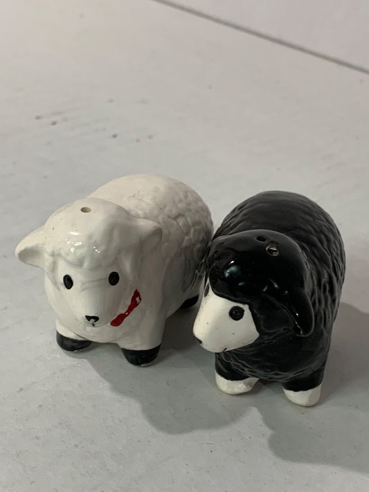 Vintage Sheep Ceramic Salt and Pepper Shakers Adorable 2.75"