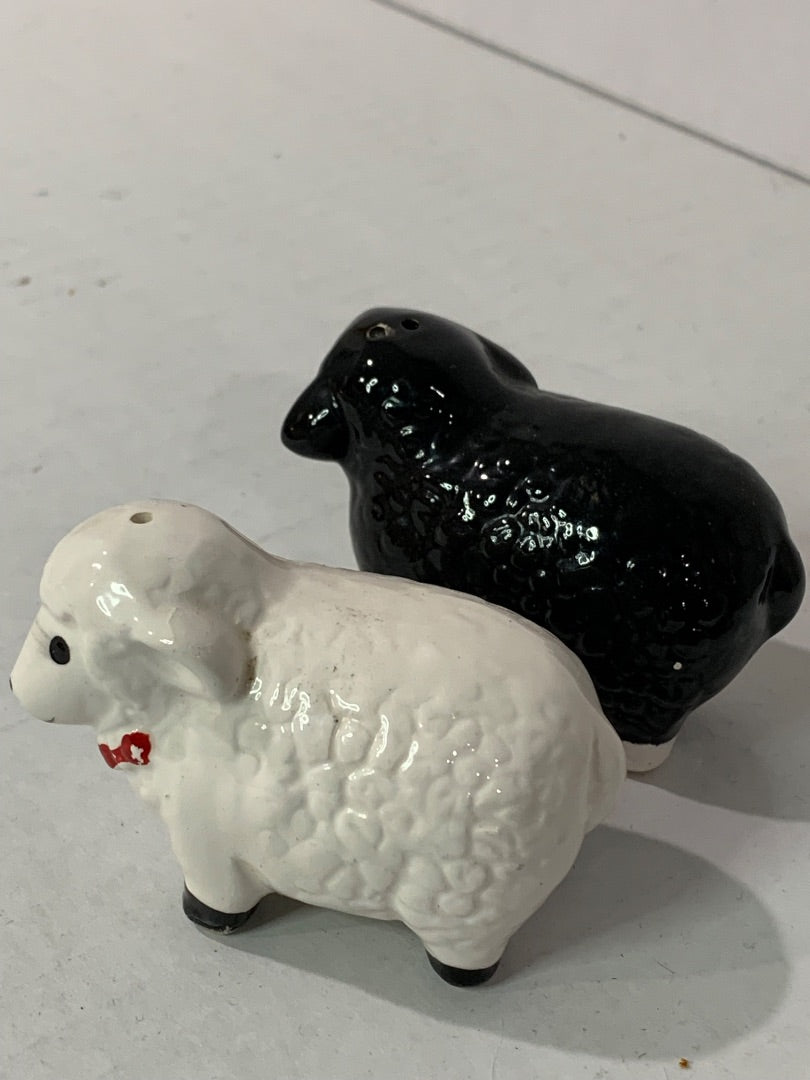 Vintage Sheep Ceramic Salt and Pepper Shakers Adorable 2.75"