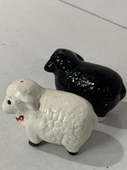 Vintage Sheep Ceramic Salt and Pepper Shakers Adorable 2.75"