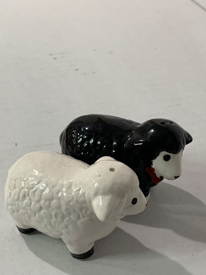 Vintage Sheep Ceramic Salt and Pepper Shakers Adorable 2.75"