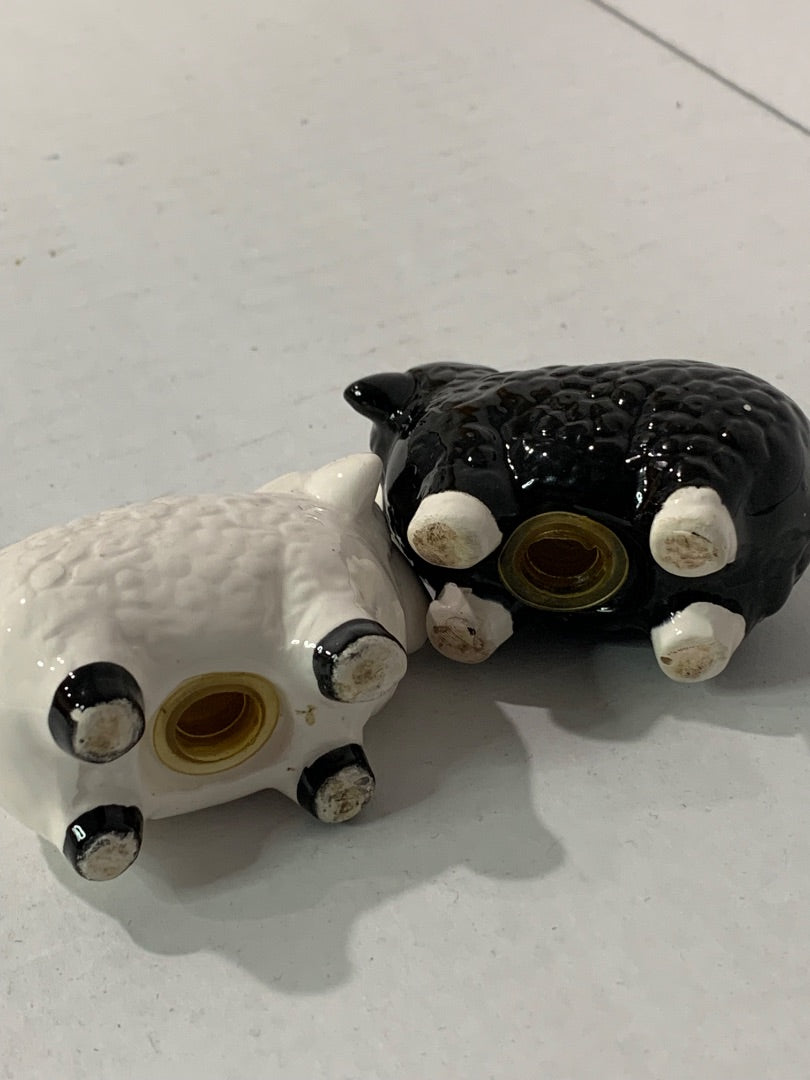 Vintage Sheep Ceramic Salt and Pepper Shakers Adorable 2.75"