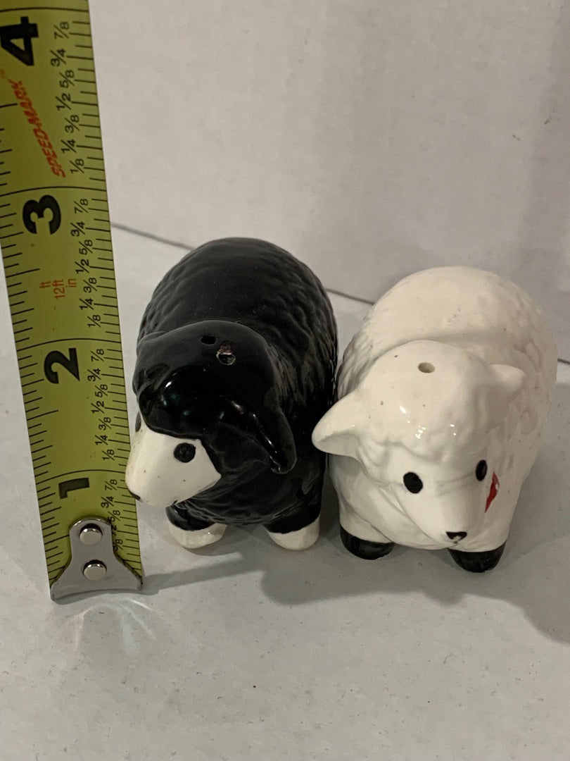 Vintage Sheep Ceramic Salt and Pepper Shakers Adorable 2.75"