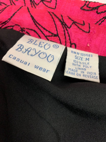 Medium Bleu Bayou Womens Hot Pink Silk Jacket Embroidered