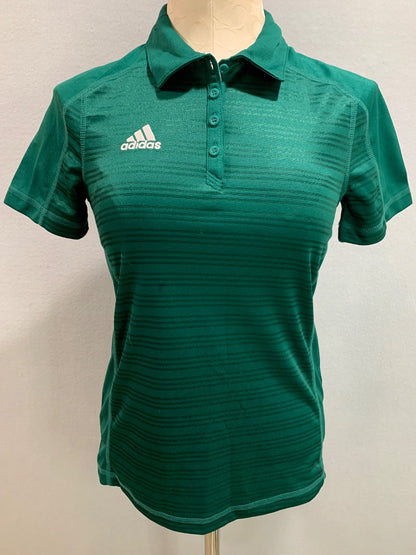 Size XS Adidas Climalite New Womens Green Polo Shirt Subtle Stripe