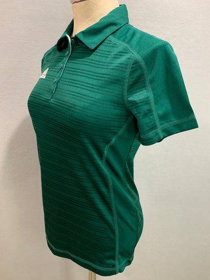 Size XS Adidas Climalite New Womens Green Polo Shirt Subtle Stripe