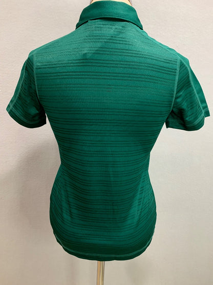 Size XS Adidas Climalite New Womens Green Polo Shirt Subtle Stripe
