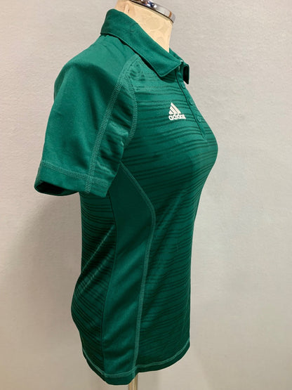 Size XS Adidas Climalite New Womens Green Polo Shirt Subtle Stripe