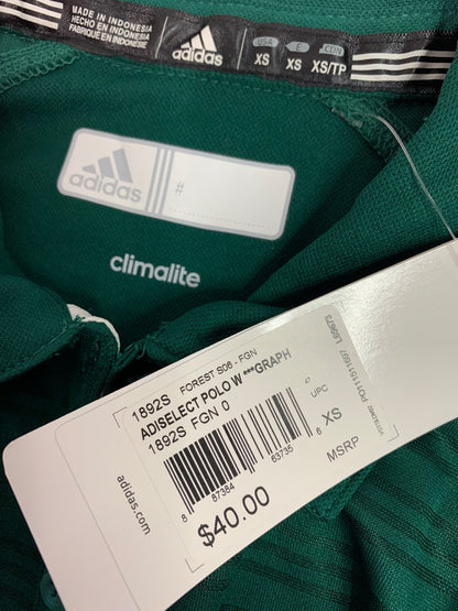 Size XS Adidas Climalite New Womens Green Polo Shirt Subtle Stripe