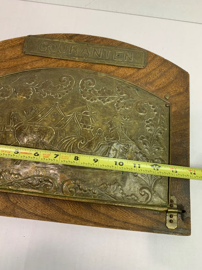 Courantenbak Vintage Letter Hanger Dutch Scene Wood and Brass
