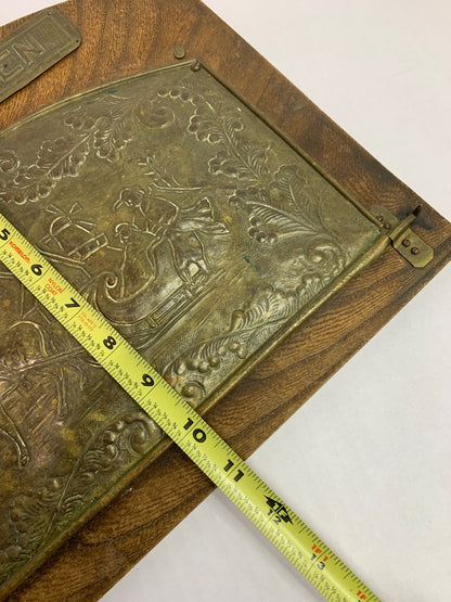 Courantenbak Vintage Letter Hanger Dutch Scene Wood and Brass