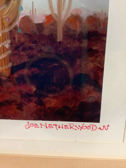 Signed Joe Netherwood Print Cactus Christmas Tree 11 x 9"