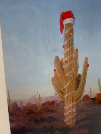 Signed Joe Netherwood Print Cactus Christmas Tree 11 x 9"