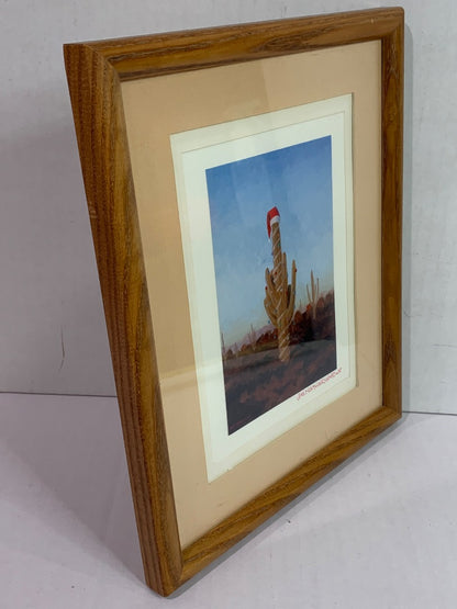 Signed Joe Netherwood Print Cactus Christmas Tree 11 x 9"