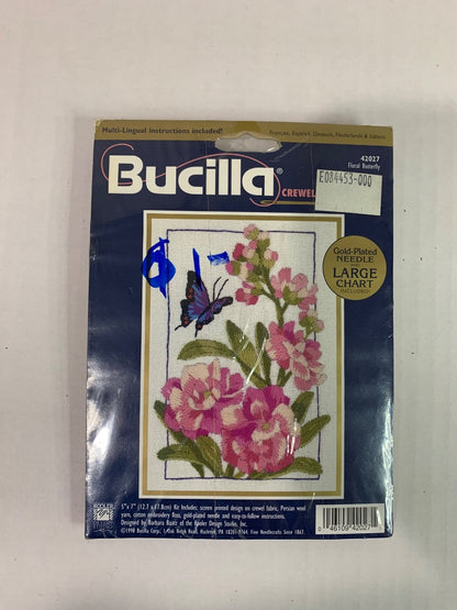 New Bucilla Crewel Kit Floral Butterfly 42027 5" x 7"