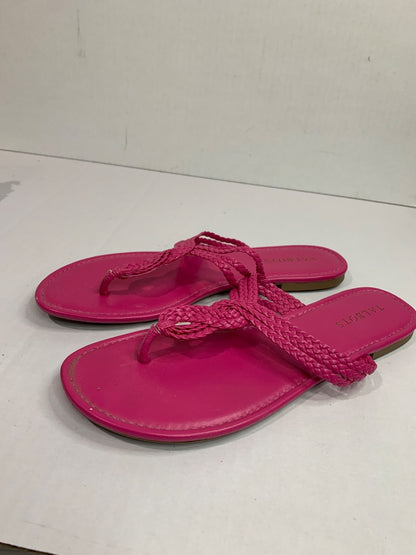 Size 9M Talbots Hot Pink Thong Sandals Woven Flip Flops Flats