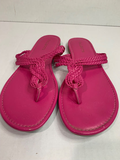 Size 9M Talbots Hot Pink Thong Sandals Woven Flip Flops Flats