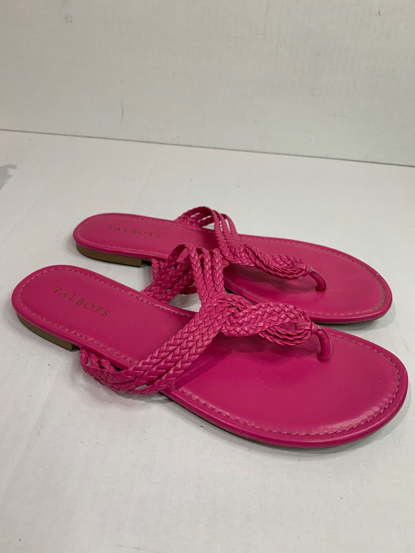Size 9M Talbots Hot Pink Thong Sandals Woven Flip Flops Flats