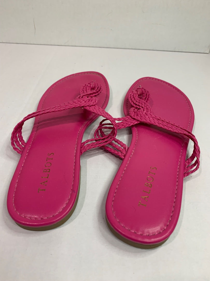 Size 9M Talbots Hot Pink Thong Sandals Woven Flip Flops Flats