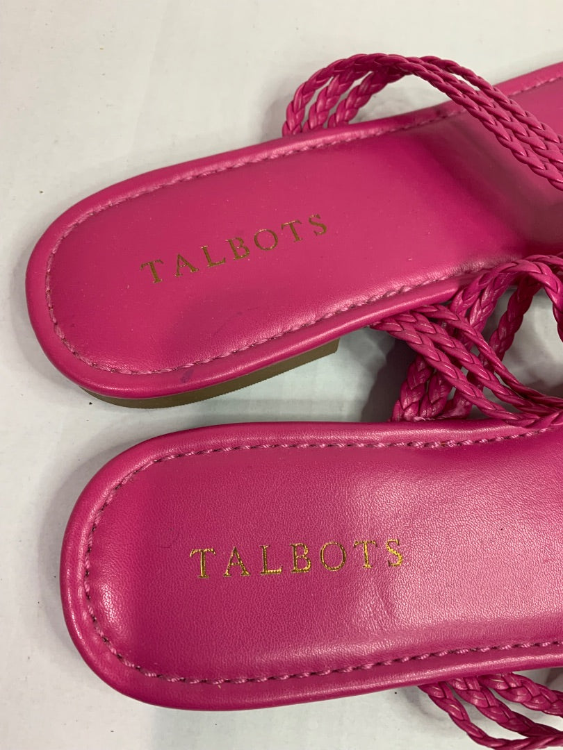 Size 9M Talbots Hot Pink Thong Sandals Woven Flip Flops Flats