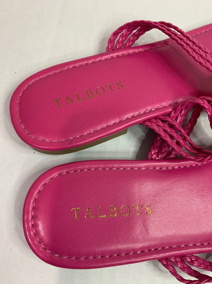 Size 9M Talbots Hot Pink Thong Sandals Woven Flip Flops Flats