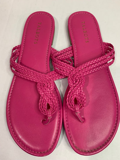 Size 9M Talbots Hot Pink Thong Sandals Woven Flip Flops Flats