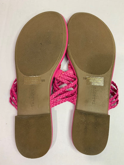 Size 9M Talbots Hot Pink Thong Sandals Woven Flip Flops Flats