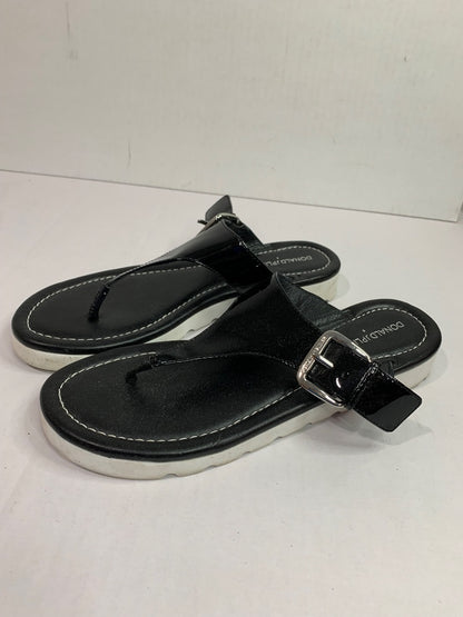 Size 9M Donald J Pliner Black Patent Thong Platform Sandals