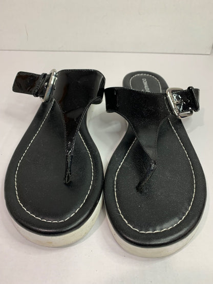 Size 9M Donald J Pliner Black Patent Thong Platform Sandals
