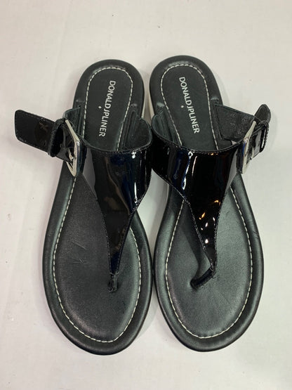 Size 9M Donald J Pliner Black Patent Thong Platform Sandals