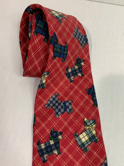 Hathaway Silk Mens Necktie Tie Plaid Scottie Dog 58"