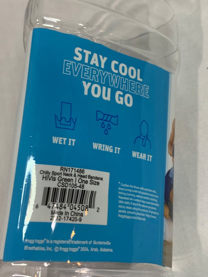 Frogg Toggs Cooling Towel New Sealed UPF 50+ Neon