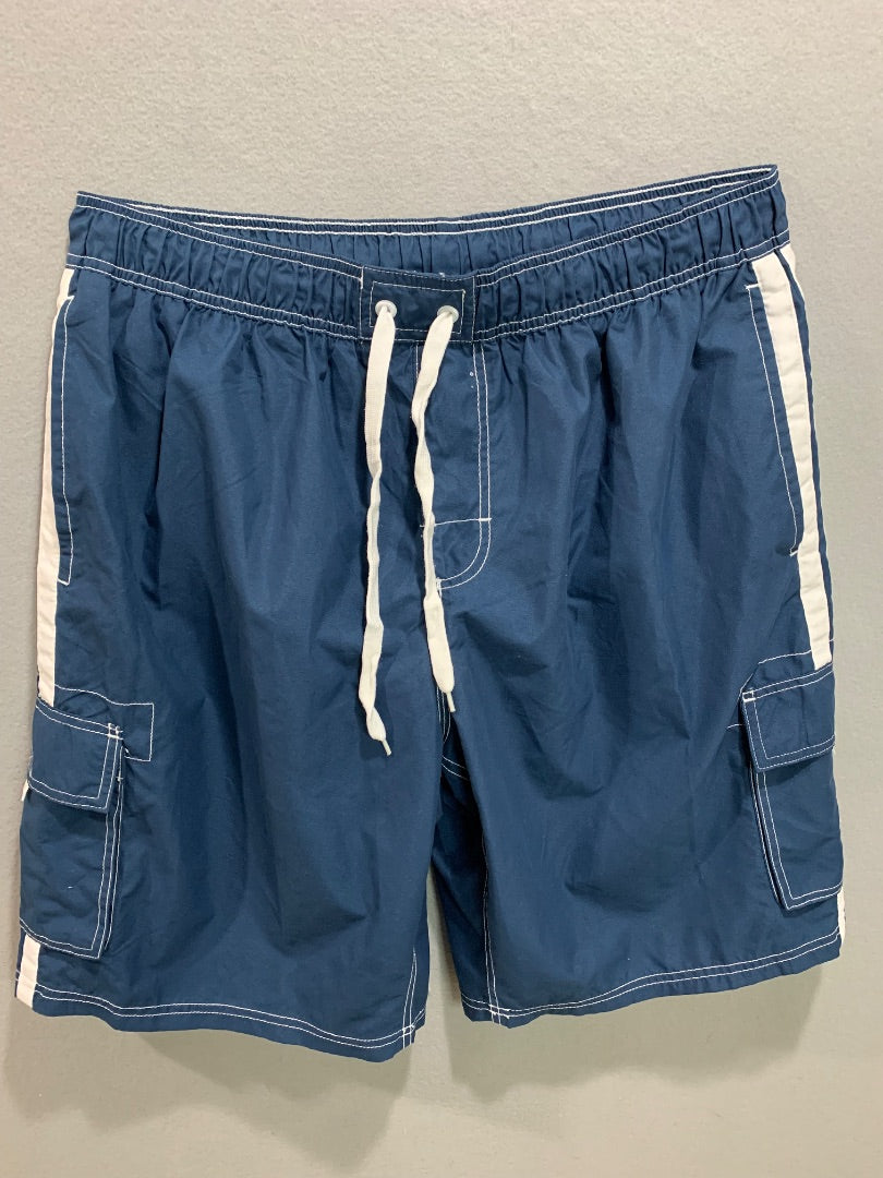Size XXL Okanu Mens Swim Trunks Shorts Lined Blue White Stripe