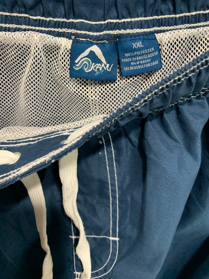 Size XXL Okanu Mens Swim Trunks Shorts Lined Blue White Stripe