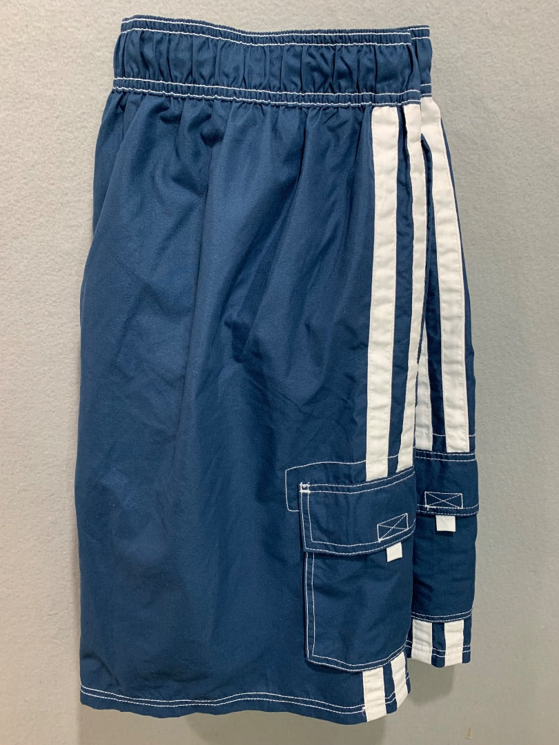 Size XXL Okanu Mens Swim Trunks Shorts Lined Blue White Stripe