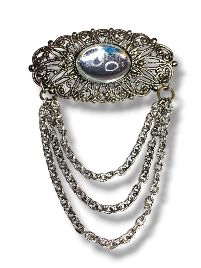 Vintage Silvertone Lightweight Swag Brooch Statement Piece 2" x 2.75"