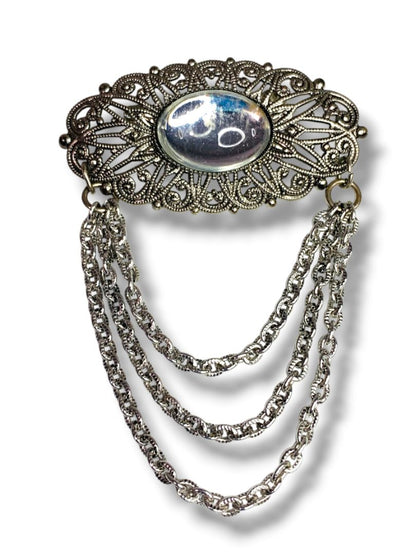 Vintage Silvertone Lightweight Swag Brooch Statement Piece 2" x 2.75"
