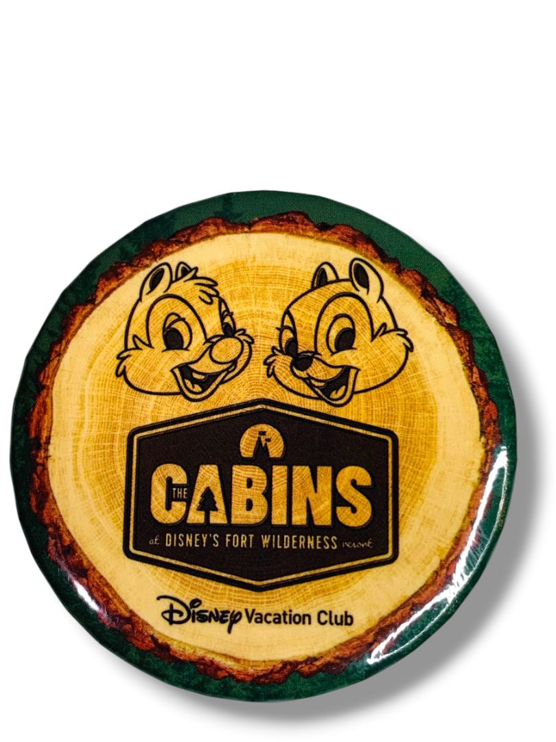 Disney Vacation Club Fort Wilderness The Cabins Button Pins Set of 2 2.2" D