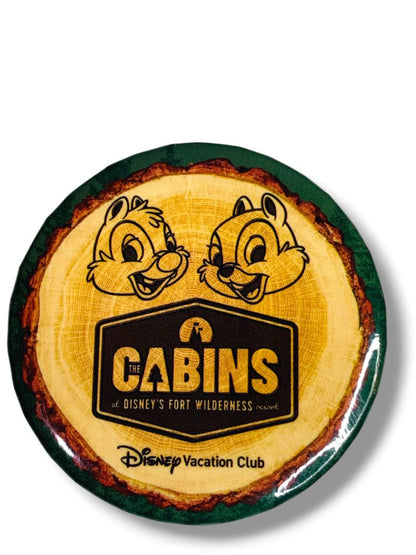 Disney Vacation Club Fort Wilderness The Cabins Button Pins Set of 2 2.2" D