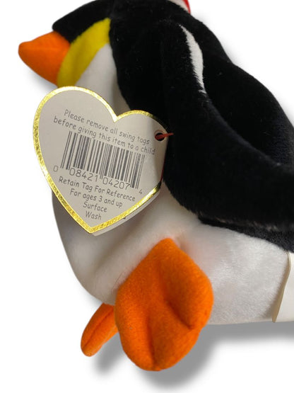 1998 Ty Beanie Baby Penguin Zero Santa Hat Tags 6.5" Plush