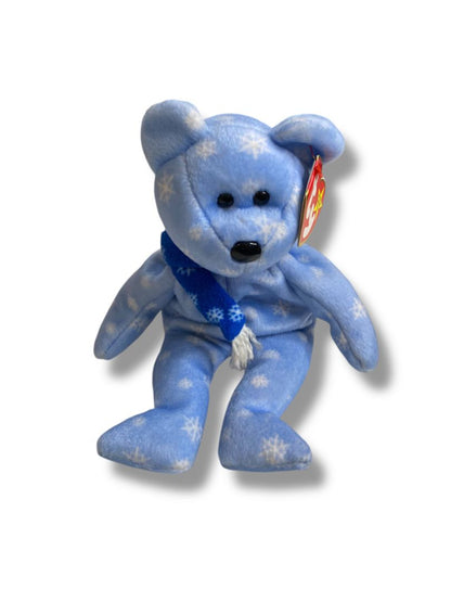 Vintage 1999 Beanie Baby Ty Holiday Teddy Blue Snowflake 8.5" Tags